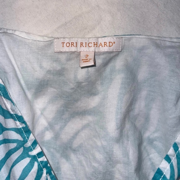 Tori Richard Women’s 100% Cotton Sleeveless Teal & White Hawaiian Dress ~ Size 2 - Picture 3 of 8
